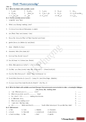Bài tập ôn luyện bài 8 Tiếng anh lớp 5 - Vi Phượng